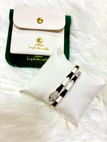 Black and White Snake Bangle