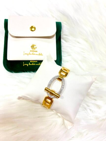 Golden Bangle with Rhinestones