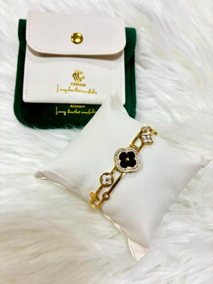 Black And Golden Flower Bangle