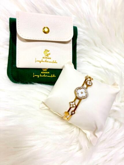 White And Golden Flower Bangle