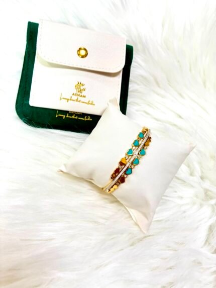 Blue And Golden Heart Bangles