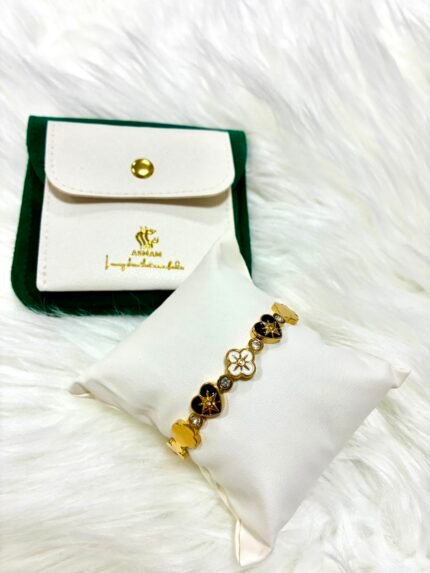 Enamel Heart & Blossom Bangle