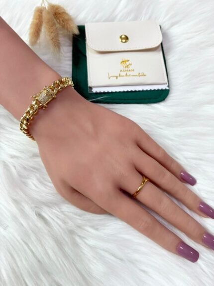 Heavy Gold Cuban Link Bracelet with Pave Clasp